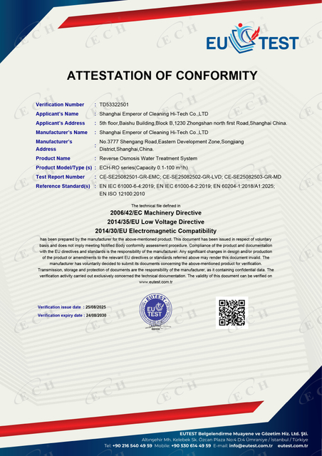 Reverse Osmosis Water Treatment System MD+LVD+EMC TD53322501